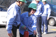 寮清掃業務の避難訓練